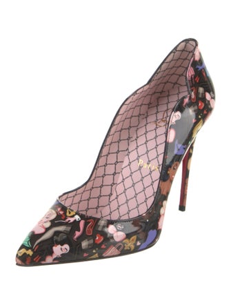 Christian Louboutin Patent Leather Floral Print Pumps