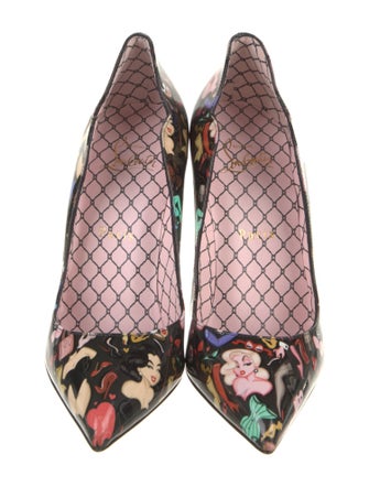 Christian Louboutin Patent Leather Floral Print Pumps