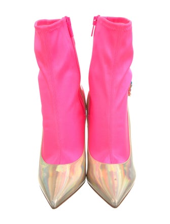 Christian Louboutin Leather Floral Print Sock Boots