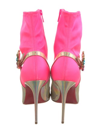 Christian Louboutin Leather Floral Print Sock Boots