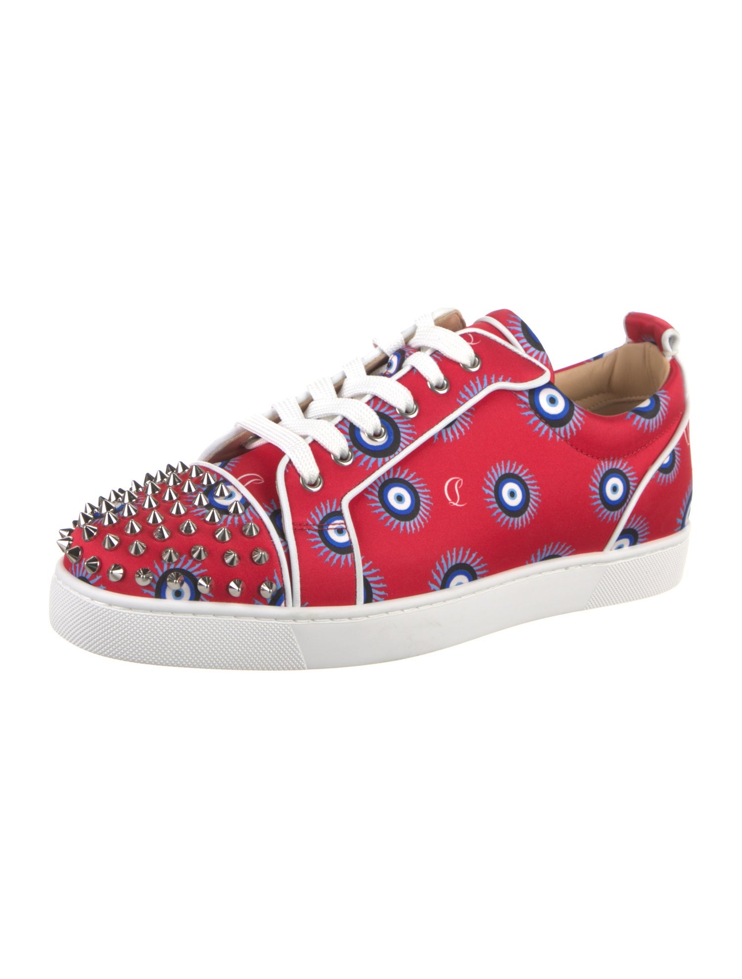 Christian Louboutin Spike Accents Satin Sneakers