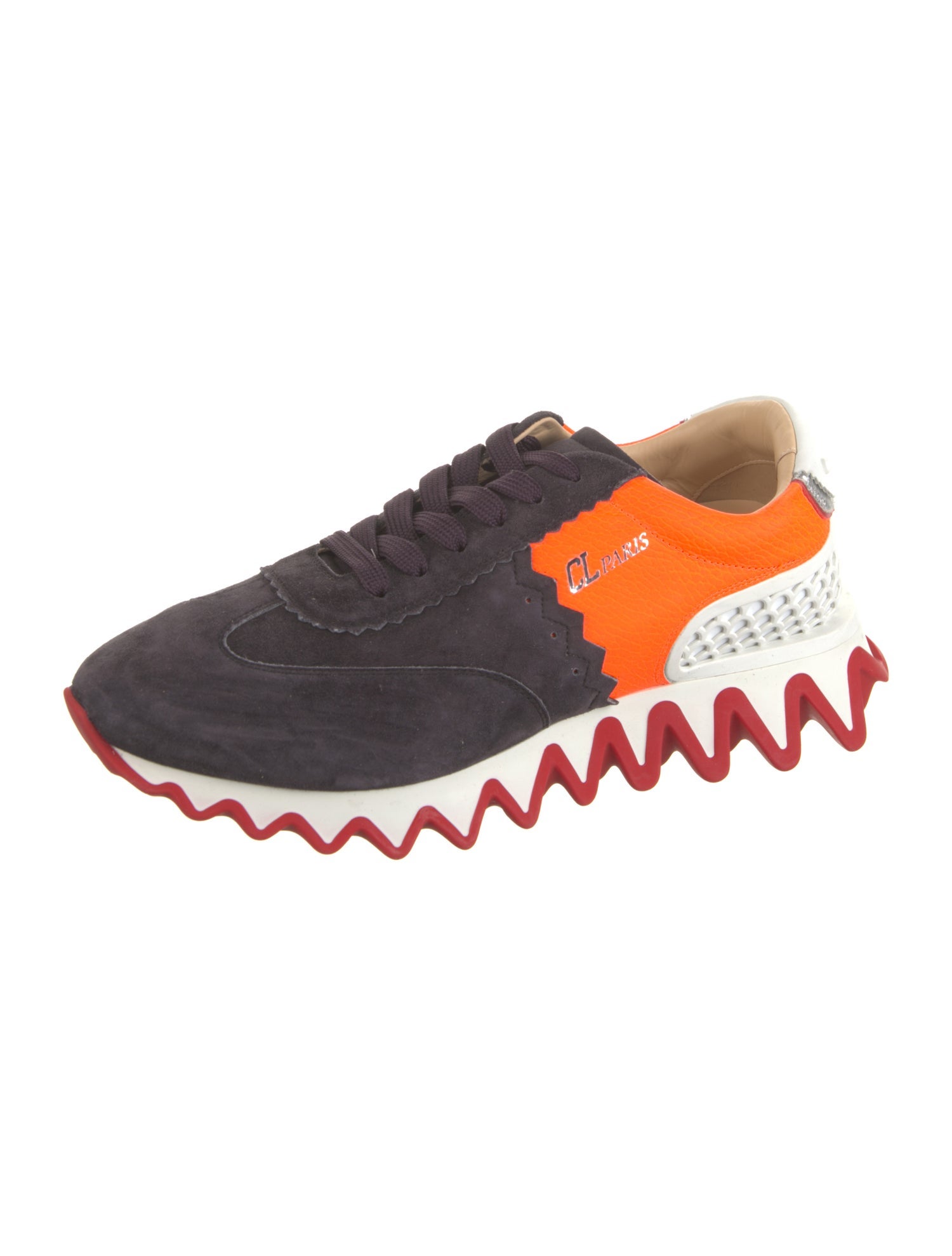 Christian Louboutin Suede Colorblock Pattern Athletic Sneakers