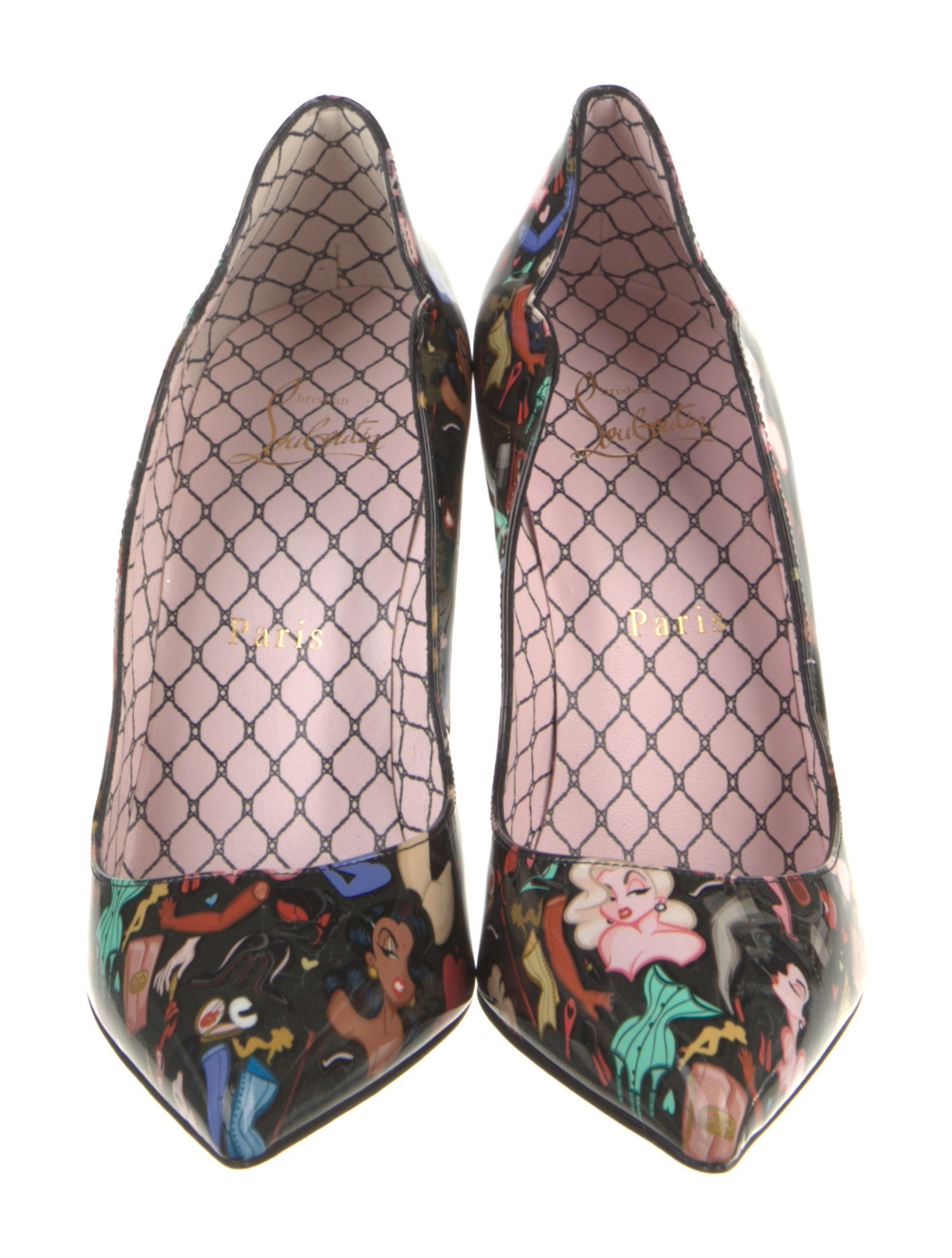 Christian Louboutin Patent Leather Floral Print Pumps