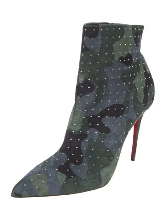 Christian Louboutin Suede Camouflage Print Boots