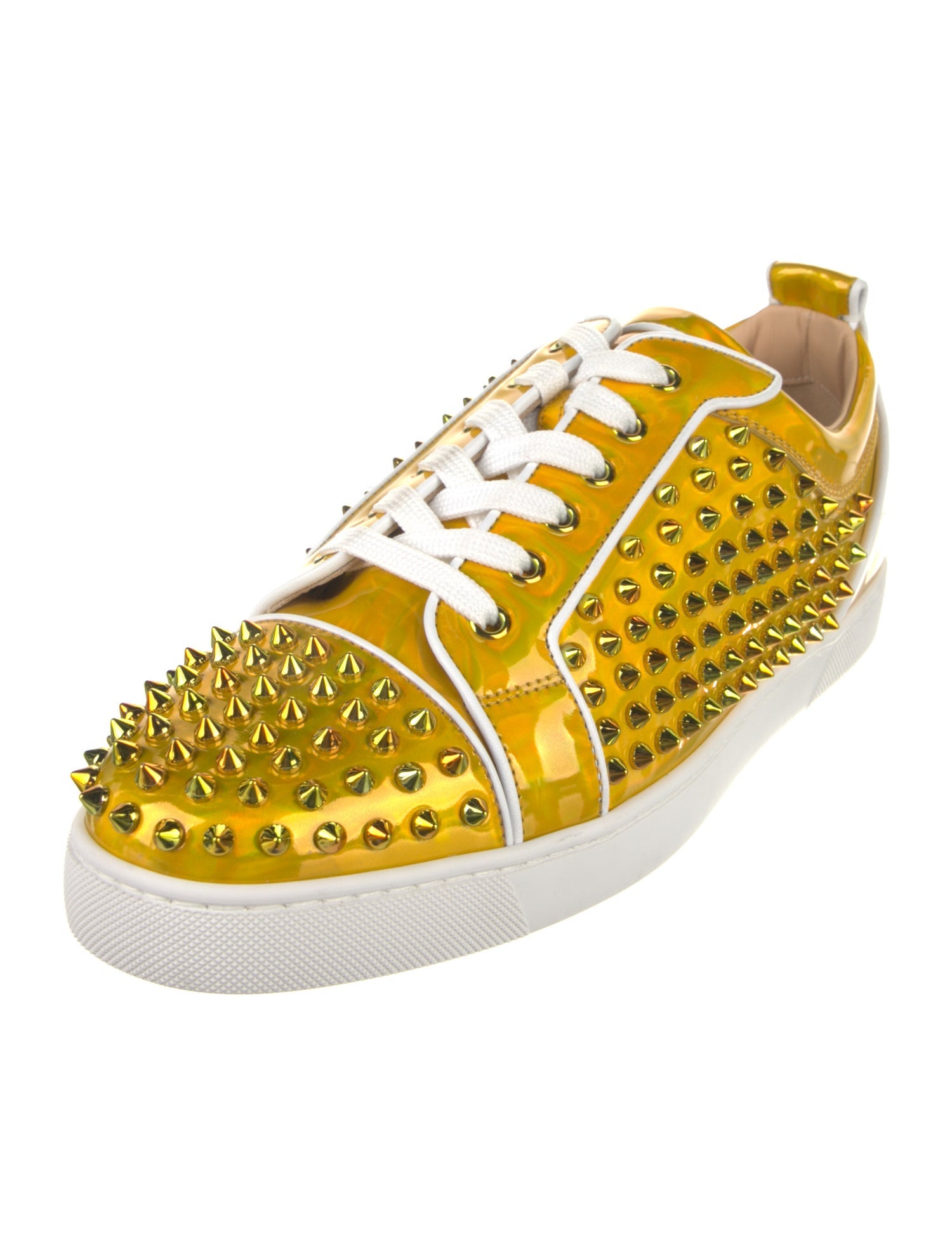 Christian Louboutin Patent Leather Studded Accents Sneakers