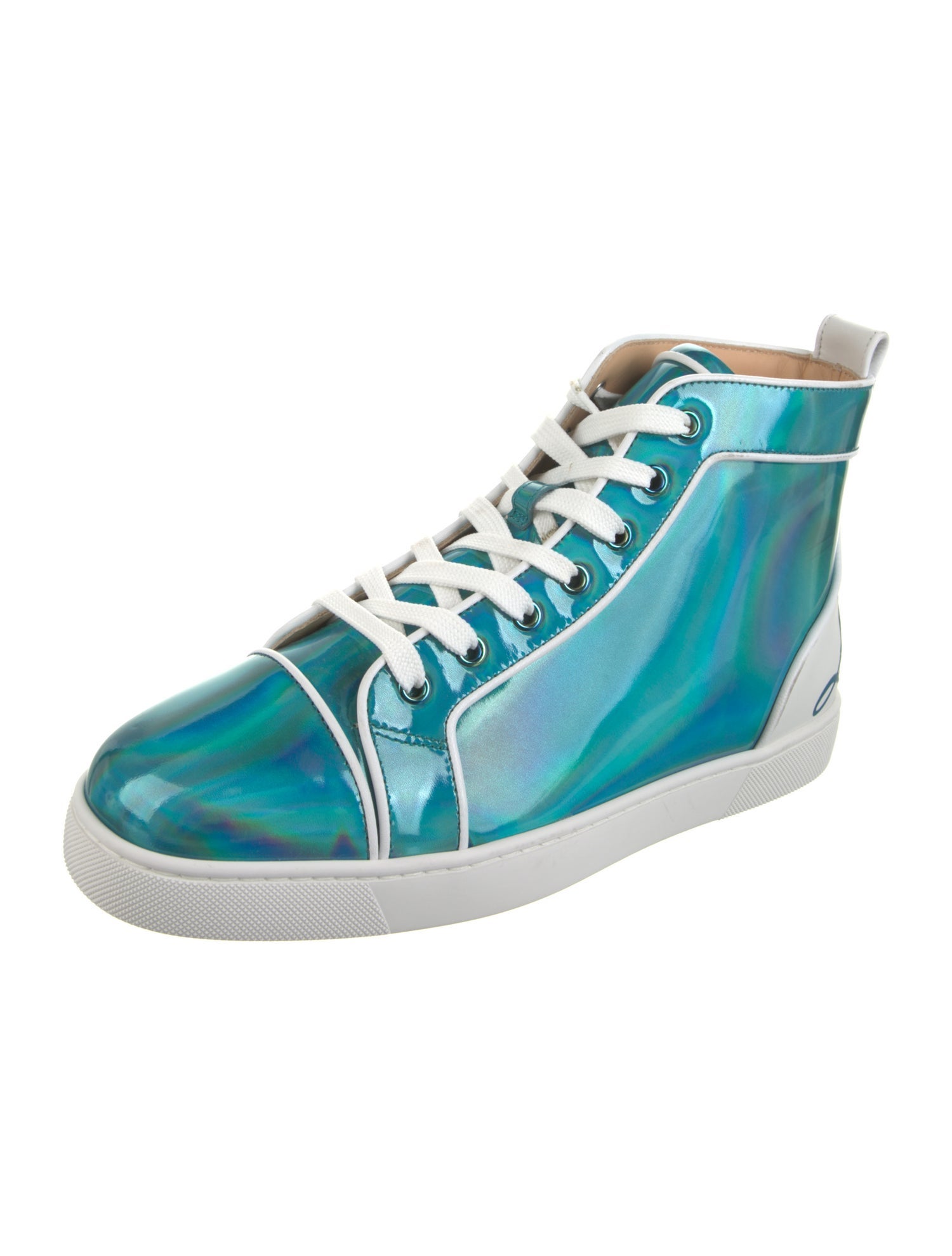 Christian Louboutin Patent Leather Printed Sneakers - Gold