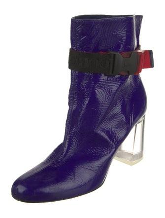 Christian Louboutin Patent Leather Colorblock Pattern Boots