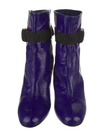 Christian Louboutin Patent Leather Colorblock Pattern Boots