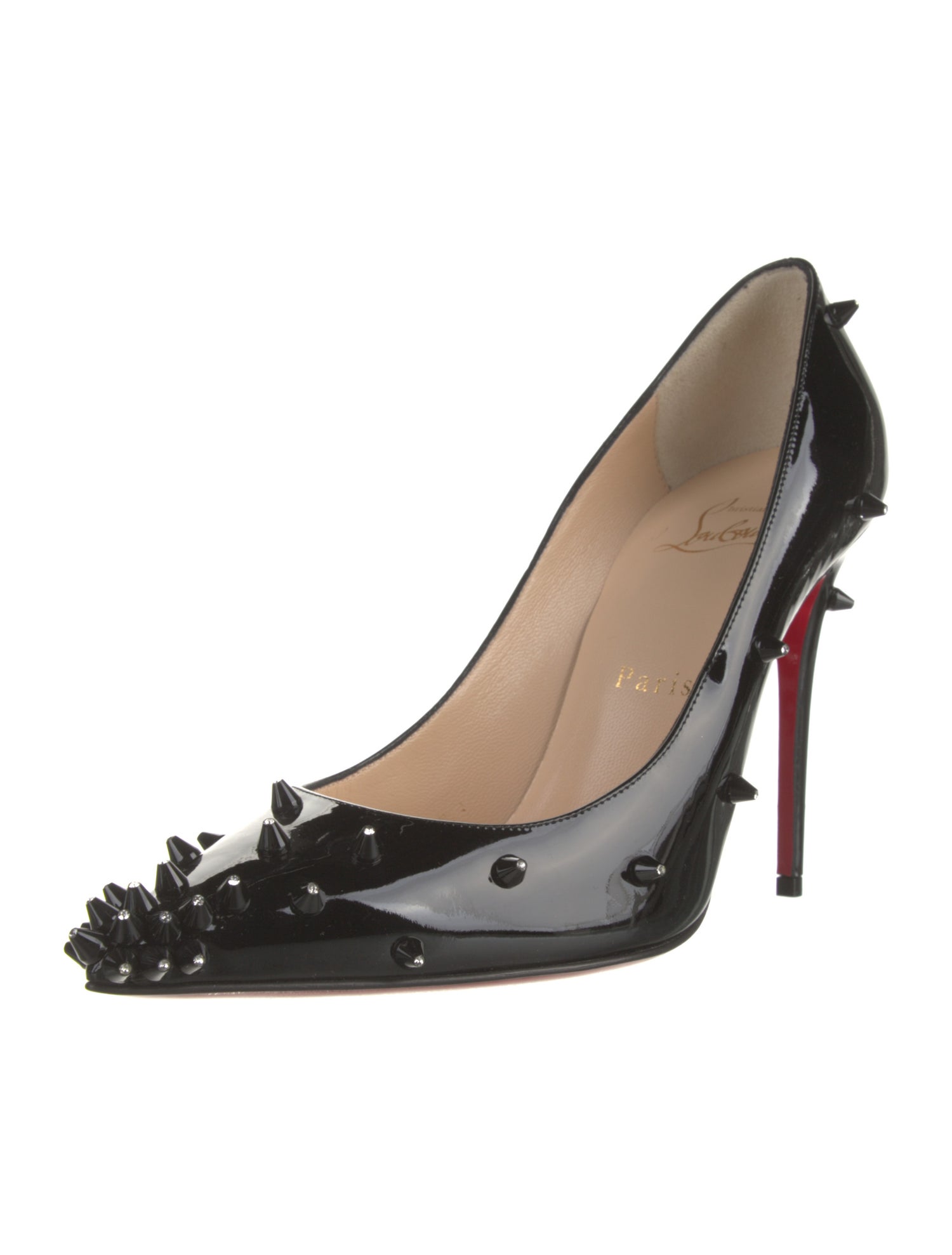 Christian Louboutin Spike Accents Patent Leather Pumps