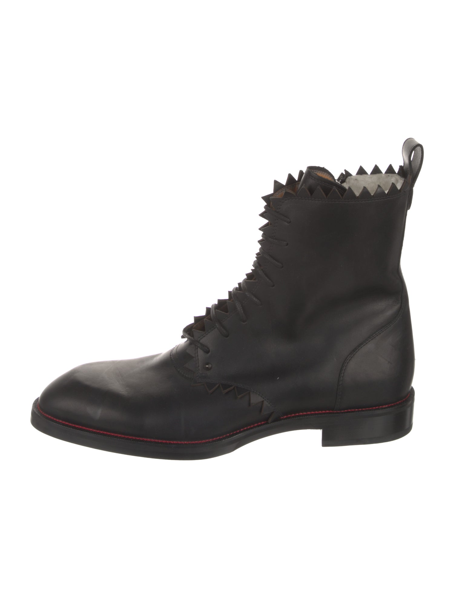 Christian Louboutin Leather Studded Accents Combat Boots