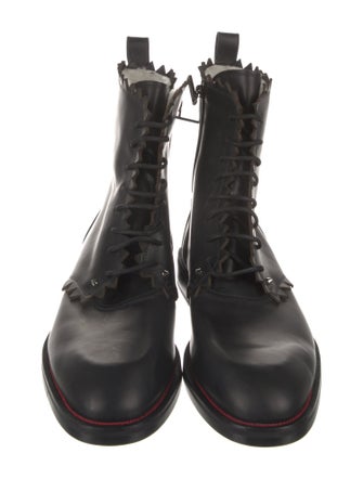 Christian Louboutin Leather Studded Accents Combat Boots