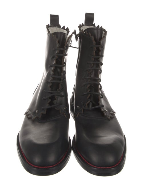 Christian Louboutin Leather Studded Accents Combat Boots