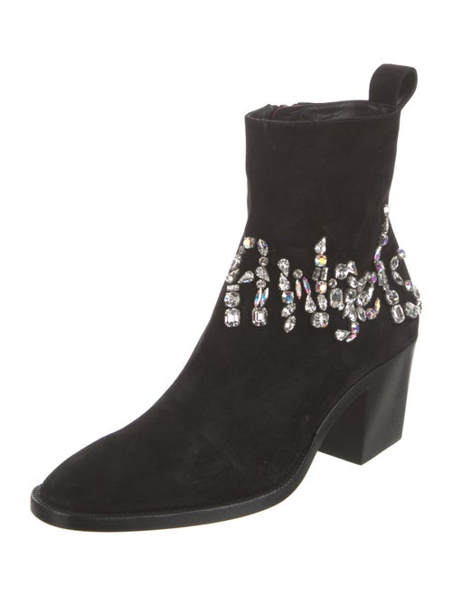 Christian Louboutin Suede Animal Print Combat Boots