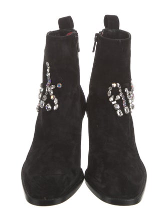 Christian Louboutin Suede Animal Print Combat Boots