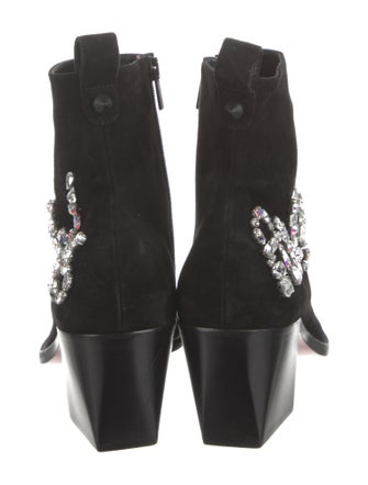 Christian Louboutin Suede Animal Print Combat Boots