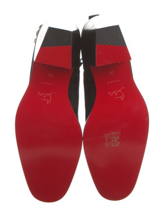 Christian Louboutin Suede Animal Print Combat Boots