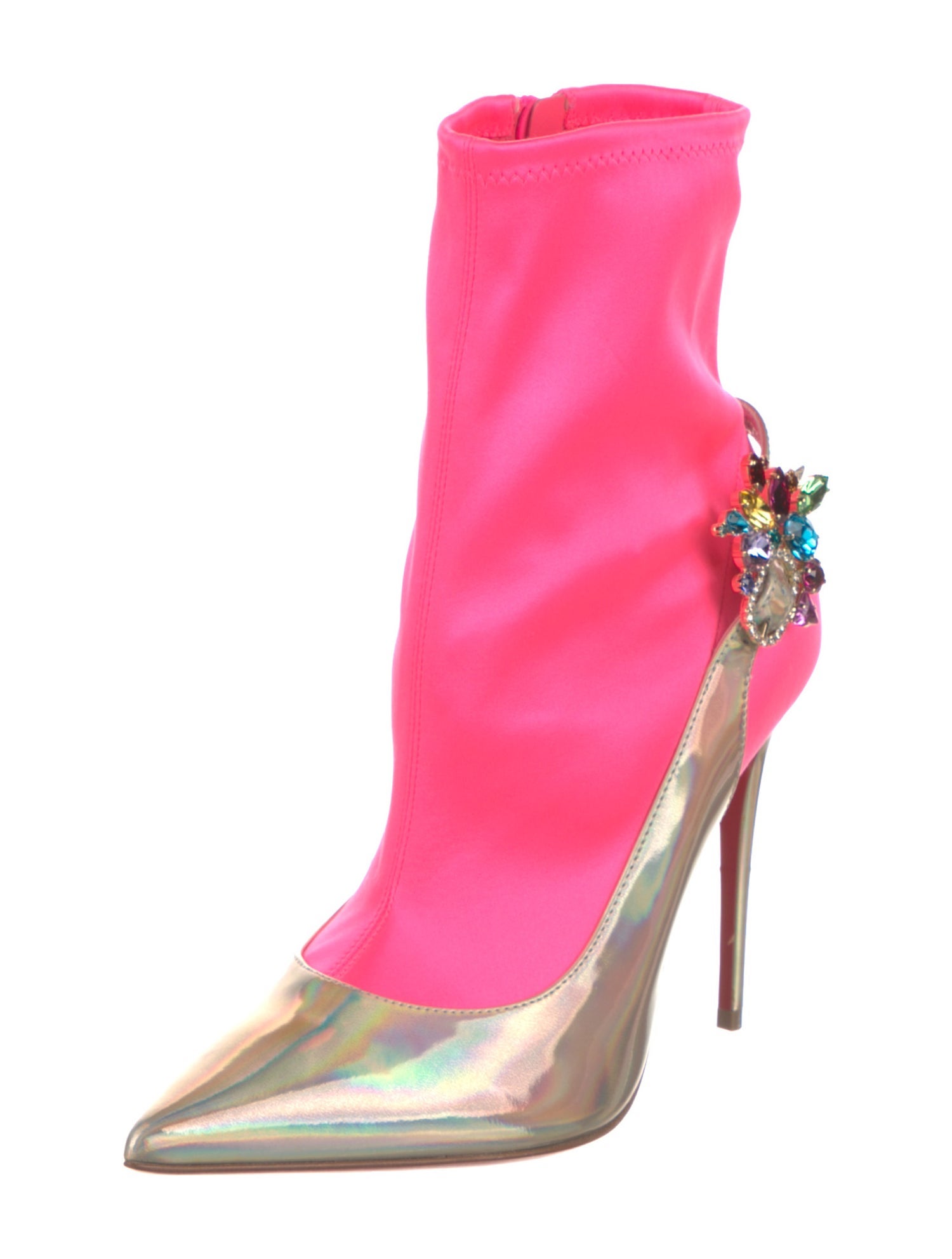 Christian Louboutin Neoprene Colorblock Pattern Sock Boots