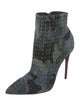 Christian Louboutin Suede Floral Print Boots