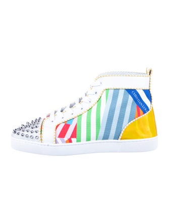 Christian Louboutin Spike Accents Canvas Sneakers