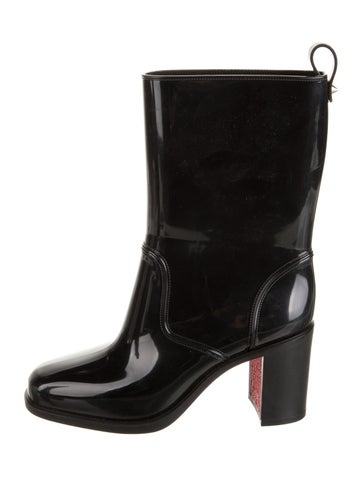 Christian Louboutin Boots Rubber Studded Accents Rain Us7, It37 | 7