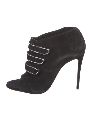 Christian Louboutin Boots Suede Crystal Embellishments Lace-Up Us6.5, It36.5 | 6.5