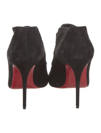 Christian Louboutin Suede Crystal Embellishments Lace-Up Boots