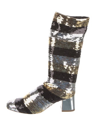 Christian Louboutin Sequins Printed Combat Boots