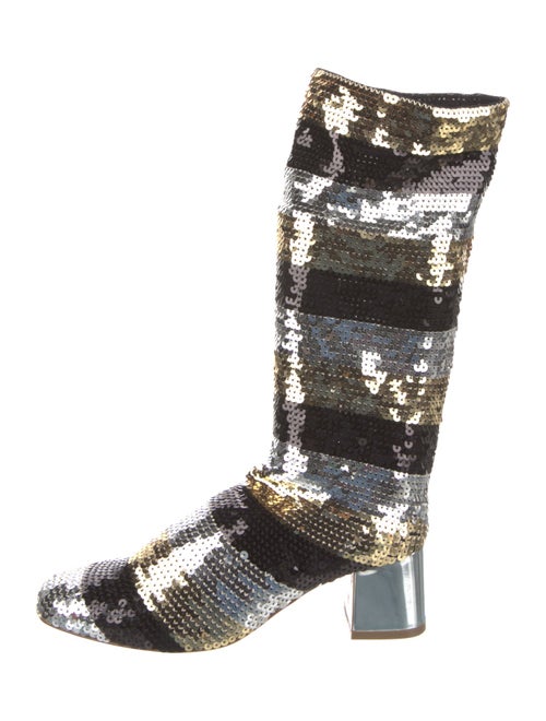 Christian Louboutin Sequins Printed Combat Boots