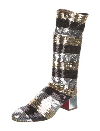 Christian Louboutin Sequins Printed Combat Boots