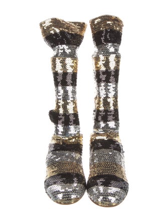 Christian Louboutin Sequins Printed Combat Boots