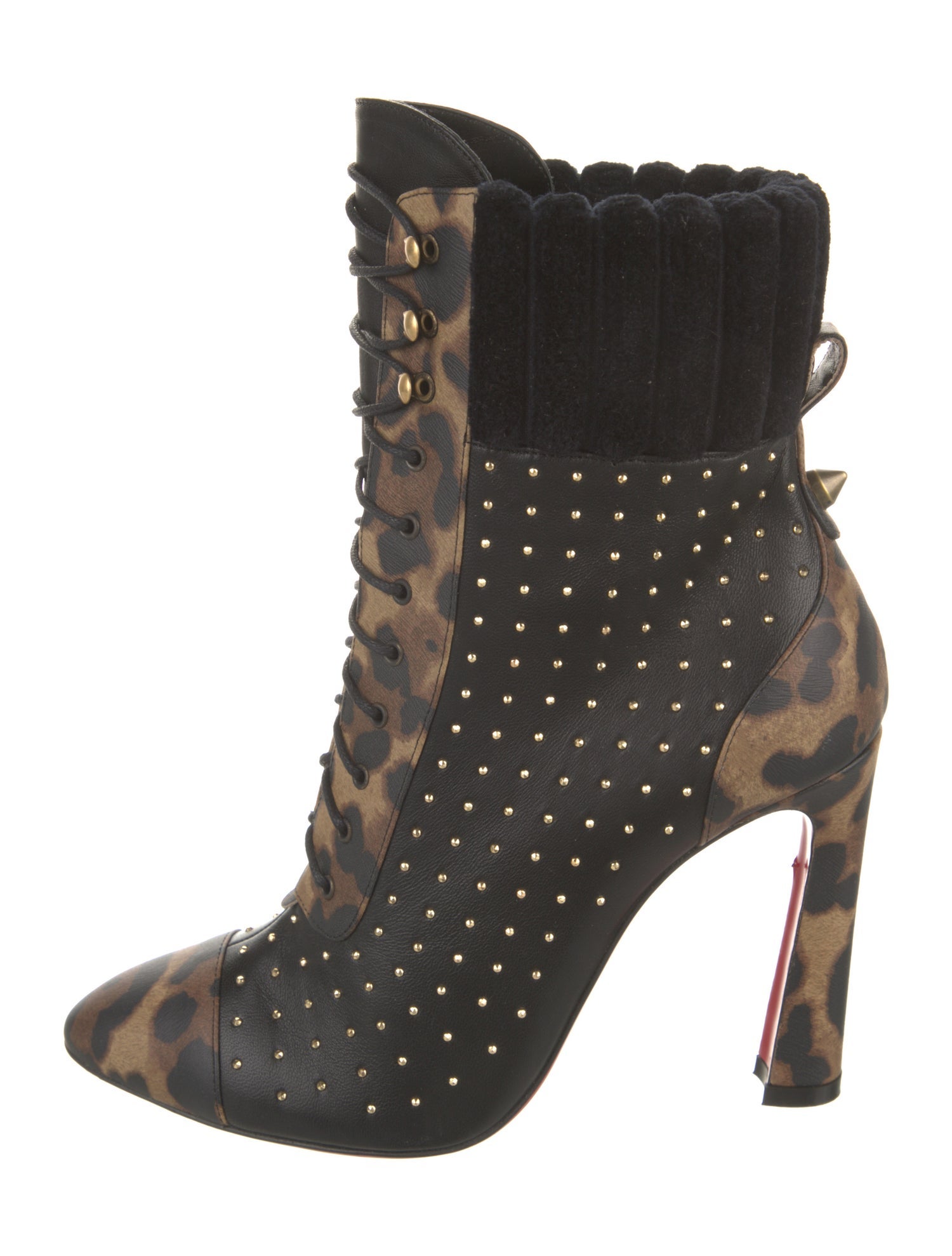 Christian Louboutin Leather Printed Lace-Up Boots