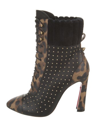Christian Louboutin Leather Printed Lace-Up Boots