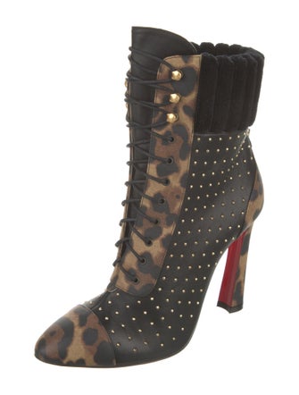 Christian Louboutin Leather Printed Lace-Up Boots