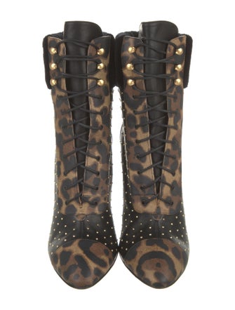 Christian Louboutin Leather Printed Lace-Up Boots