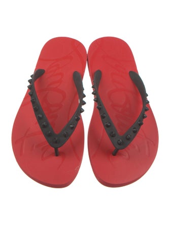 Christian Louboutin Spike Accents Rubber Flip Flops