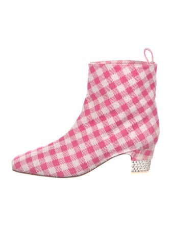 Christian Louboutin Plaid Print Crystal Embellishments Boots
