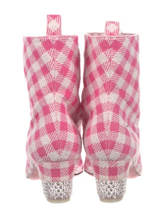 Christian Louboutin Plaid Print Crystal Embellishments Boots