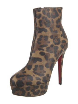 Christian Louboutin Satin Animal Print Boots