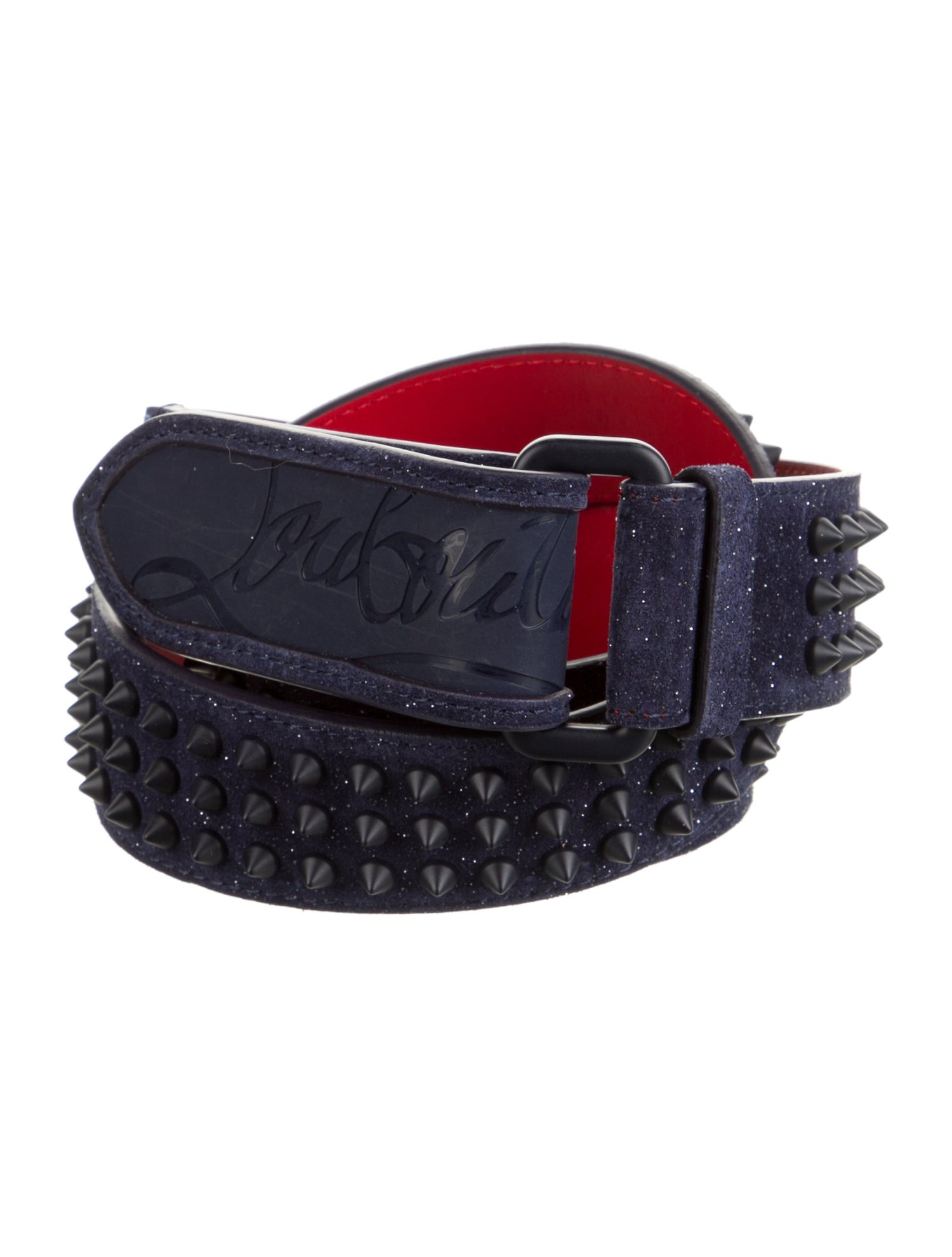 Christian Louboutin Suede Glitter Accents Belt - Blue Belts