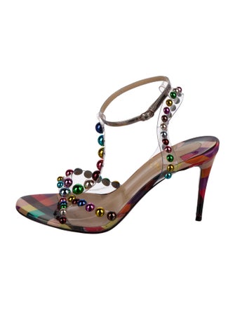 Christian Louboutin PVC Printed T-Strap Sandals