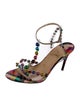 Christian Louboutin PVC Printed T-Strap Sandals