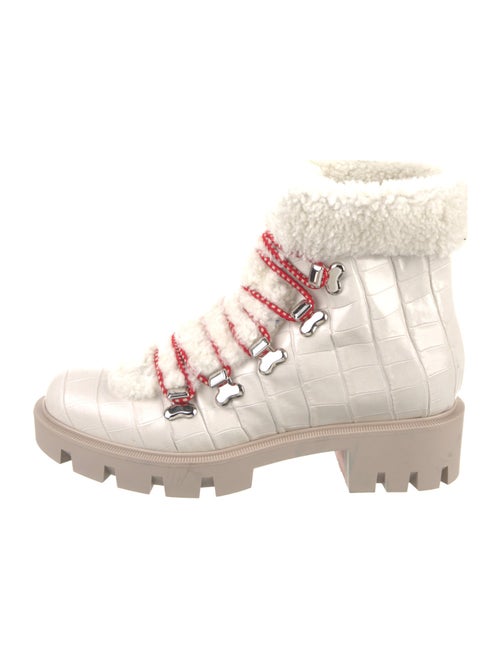 Christian Louboutin Embossed Leather Printed Combat Boots