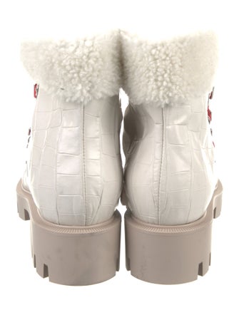 Christian Louboutin Embossed Leather Printed Combat Boots