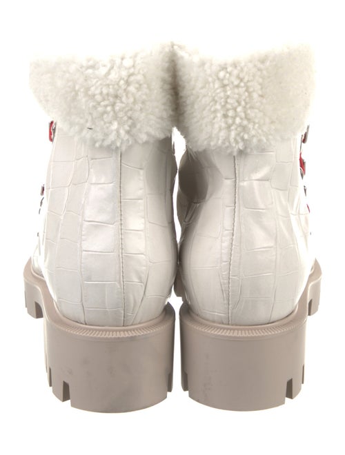 Christian Louboutin Embossed Leather Printed Combat Boots