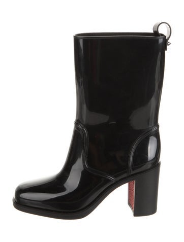Christian Louboutin Boots Rubber Leather Trim Embellishment Rain Us5, It35 | 5