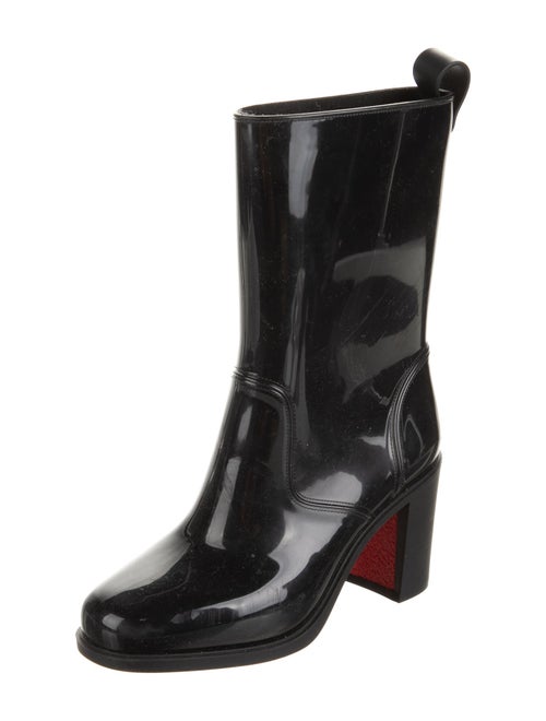 Christian Louboutin Rubber Leather Trim Embellishment Rain Boots