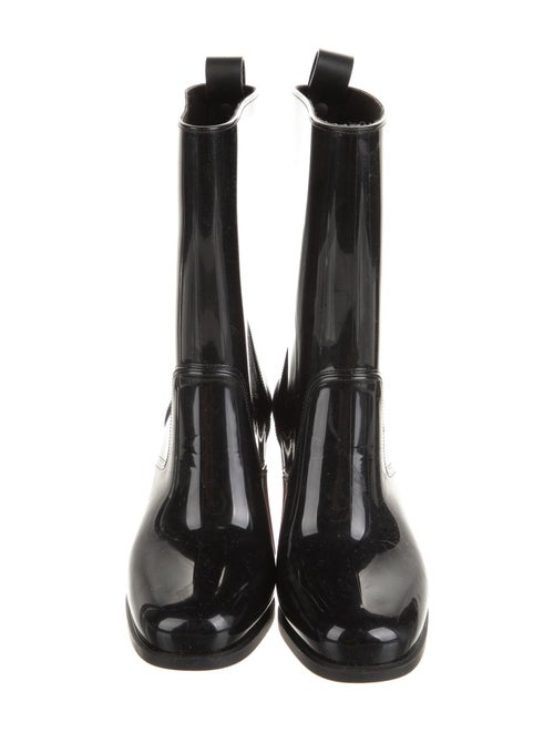 Christian Louboutin Rubber Leather Trim Embellishment Rain Boots