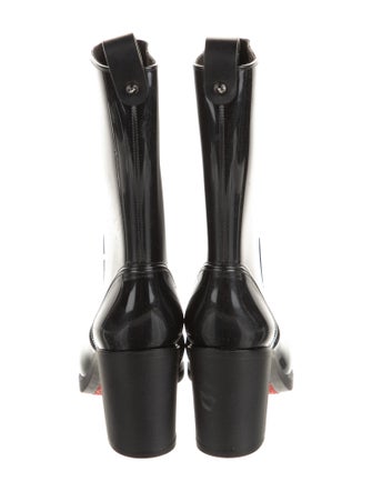 Christian Louboutin Rubber Leather Trim Embellishment Rain Boots