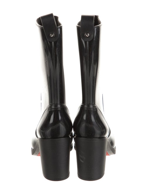 Christian Louboutin Rubber Leather Trim Embellishment Rain Boots