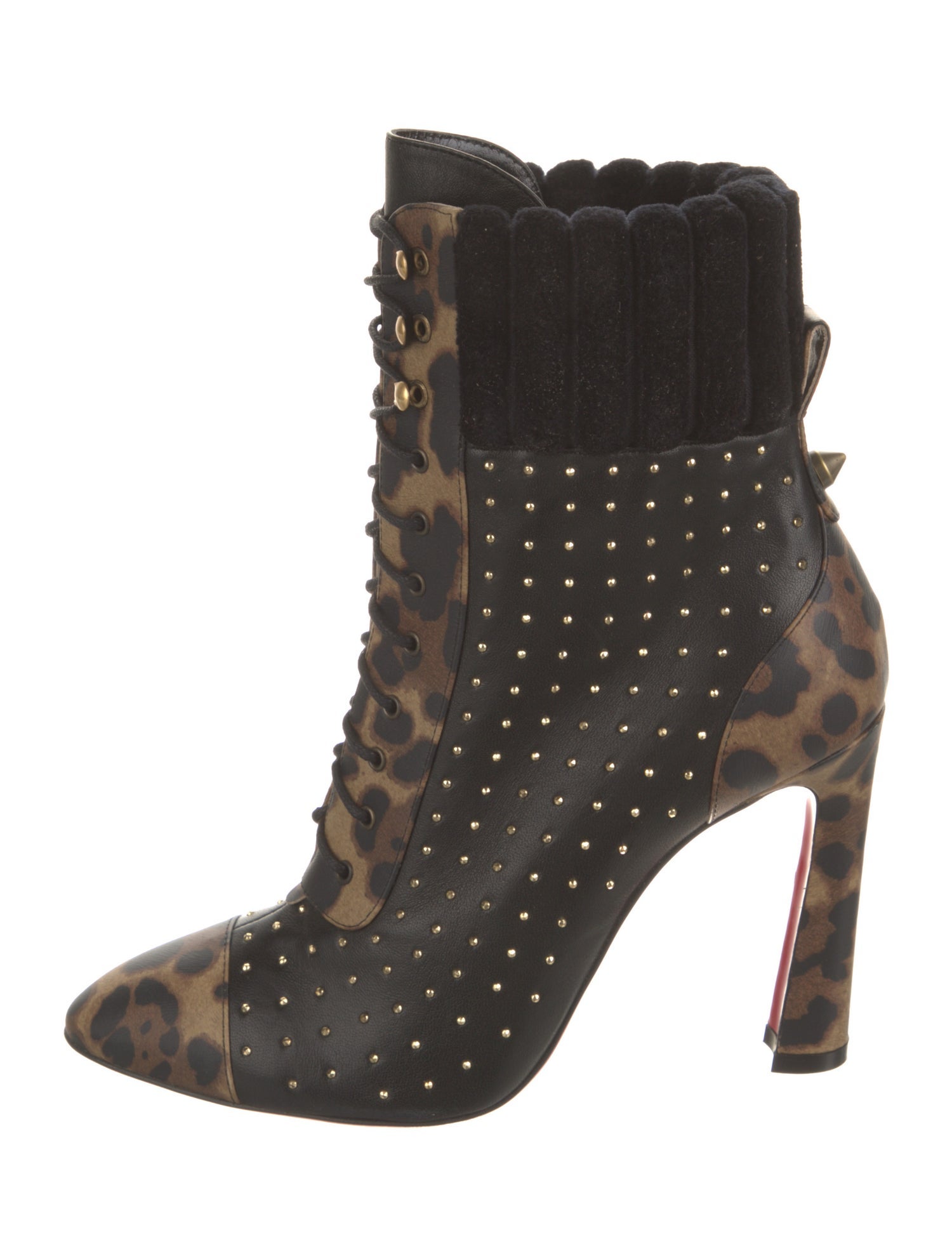 Christian Louboutin Leather Animal Print Lace-Up Boots